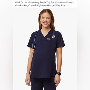 Figs Octavia navy Blue Scrub Top Maternity size XS NWT